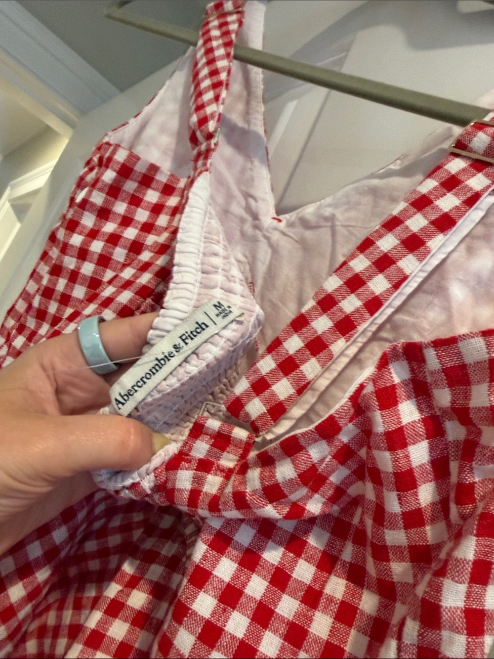 Abercrombie & Fitch Red and White Gingham Mini Dress - Picture 4 of 4